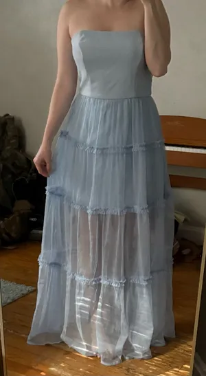 French Connection Strapless Pale Blue Dress thumbnail 1