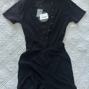 White Fox Boutique Golden Light Terry Playsuit - Black thumbnail 5