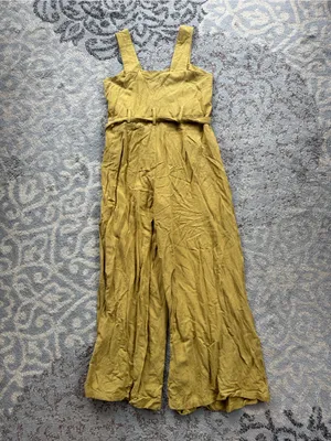 Farrow Willy Buttoned Linen Jumpsuit Mustard Medium Yellow thumbnail 5