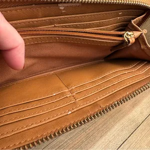 Fossil Wristlet‎ Tan Pink Red Salmon w/ Tons of Card Slots thumbnail 5