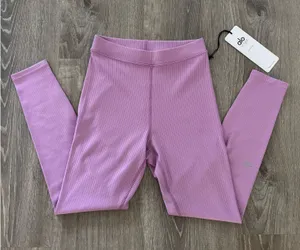 Nwt Alo Yoga Lilac Ribbed High-Waist 7/8 Blissful Legging (Xs) thumbnail 1