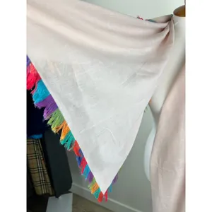 Anna & Ava Boho Multicolor Fringe Scarf Lightweight Neutral Wrap Festival Travel From India thumbnail 4