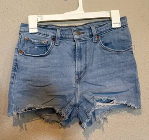 Levi's Light Blue Distressed Jean Shorts thumbnail 1