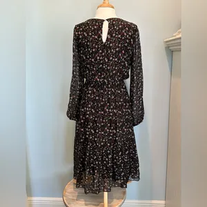 Lara Guidotti Anthropologie Floral silk blend sheer long sleeve dress size M thumbnail 3