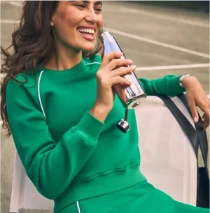SPANX Airpiqué Long Sleeve Crewneck Top Field Green Women’s Small 21351R thumbnail 1