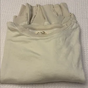 NEW! WE THE FREE PEOPLE Camden LARGE Gray Opal Cream Off-Shoulder Sweatshirt thumbnail 14