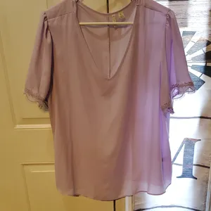 Cato Lavender Blouse with Lace Detail thumbnail 1
