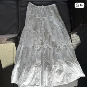 Zara Elegant White Tiered Maxi Skirt thumbnail 1
