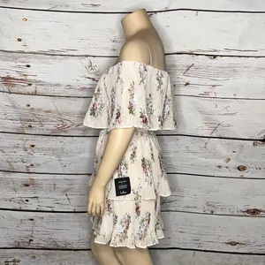 Lulus NWT XL Floral Print Eyelet Embroidered Off the Shoulder Tea for Two Dress thumbnail 3