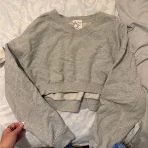 Aerie Light Gray Crewneck Top thumbnail 1