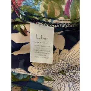 Lulus Navy Floral Long Sleeve Wrap Maxi Dress Romantic Wedding Guest L thumbnail 6