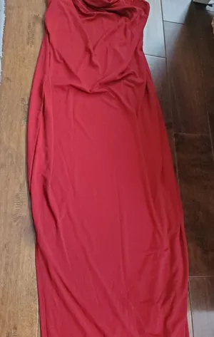 Scoop neck wine color maxi dress with slits on the side size large new n… thumbnail 1