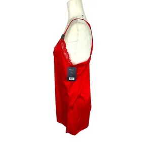 Rachel Rachel Roy Red Chemise Slip Gown Lingerie Valentines Sexy Satin Lace XL‎ thumbnail 3