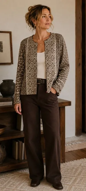 Vintage Talbots Lambswool Fair Isle Sweater Jacket Petite LNordic Folk thumbnail 1