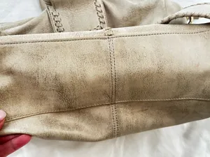 HOBO Cream Leather Tote with Whipstitch Strap and Tassel thumbnail 7