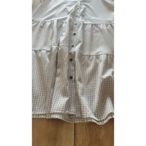 ePretty Chicago Tan Gingham Tiered Button Down‎ Dress Large Boho Cottagecore thumbnail 2