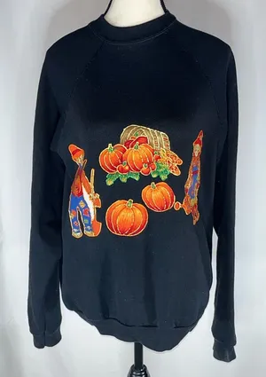 Tultex Scarecrow Pumpkin Fall Themed Women’s Vintage 90s Sweatshirt Large thumbnail 1