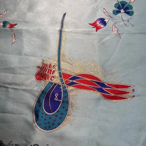 VTG Tilla 100% Silk floral Scarf shawl blue red made in Turkey 58x20 boho luxury thumbnail 5