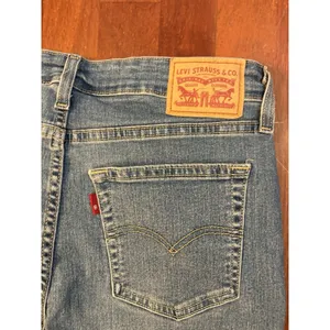 Levis 726 Flare Jeans Womens 31 Blue Denim Striped High Rise Light Wash Stretch thumbnail 7