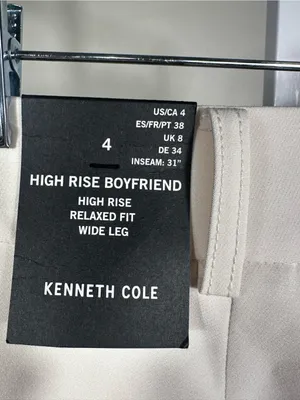 J124. Kenneth Cole- High-Rise Pleated Wide-Leg Pants - Cream thumbnail 4