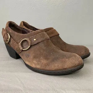 Born Booties Size 9.5 Distressed Brown Harness Western Cowgirl Boho Grunge Heels thumbnail 2