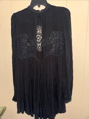 Free People Black Lace Dahlia Long Sleeve Dress thumbnail 4