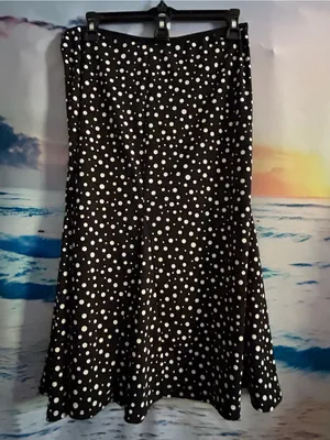 Emma James By Liz Claiborne Women's Black Polka Dot A-Line Skirt MD thumbnail 2