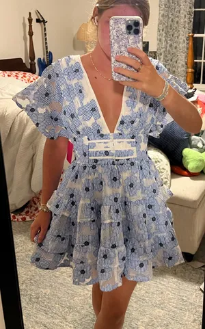 BuddyLove Blue Mini Plunge Dress thumbnail 6