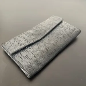 Lodis Black Leather Trifold Wallet Perforated‎ Flap Pocket Envelope Card Case ID thumbnail 8