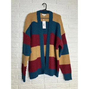 Baltic Born‎ Jonah Chunky Knit Cardigan Womens S/M NWT Striped Waffle Sweater thumbnail 3