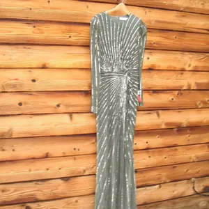 MAC DUGGAL 5641 Embellished Puff Sleeve Side Knot Gown Dress FLAW thumbnail 7