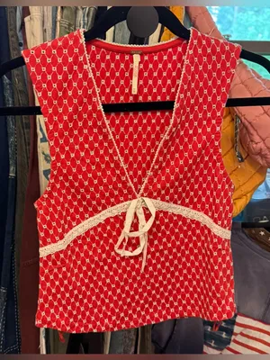 NWOT Free People Good Graces Top - red combo - XS thumbnail 9