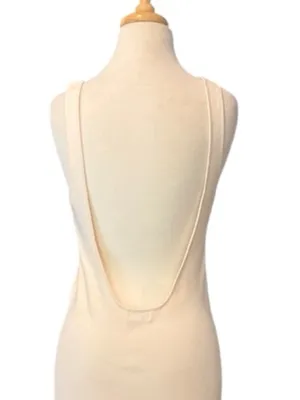 MESHKI Amara Scoop Neck Low Back Knit Maxi Dress Cream Size Medium NWOT thumbnail 4