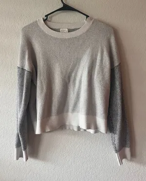 Dreamers by Debut Gray Ribbed Colorblock Knit Sweater thumbnail 1