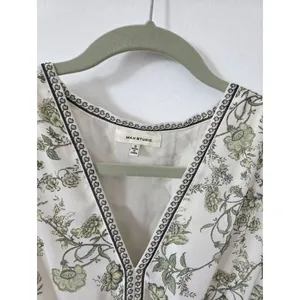 Max Studio Green Floral Dress Milkmaid Smock Flirty Vacation Travel Cottagecore thumbnail 7