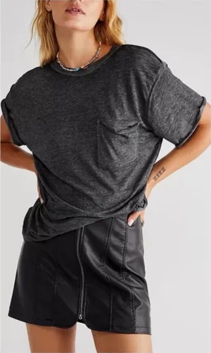 NWOT Free People We The Free Vella Tee - black - Small thumbnail 1