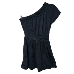 Aerie‎ Black One Shoulder Mini Dress Sz S Boho Ruffle Festival Coastal Beach thumbnail 3