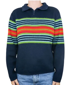 Vintage 90s NY & Co Rainbow Quarter Zip Sweater thumbnail 1