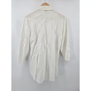 e·col·o·gie Linen Shirt Womens XL‎ Button Down White Chevron Stitching EUC thumbnail 3