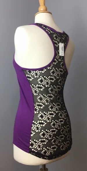 Blackheart Lace Back Tank Top in Purple thumbnail 1