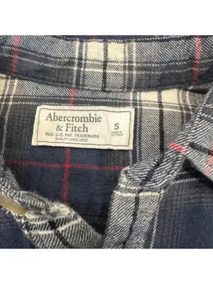 Abercrombie & Fitch Women's Navy Blue Plaid Flannel Button Up Shirt Small thumbnail 3