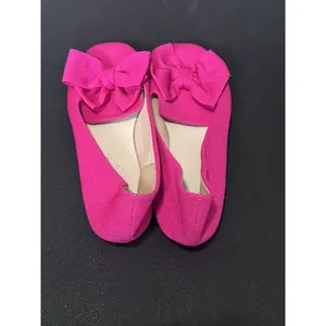 Women's Pink Flats Hot Pink Fabric Bow Almond Toe Size 11 thumbnail 4
