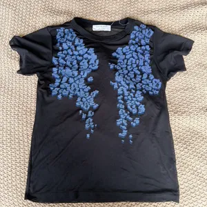 Daydream for Free People Black & Blue Abstract Print Mesh Top thumbnail 1