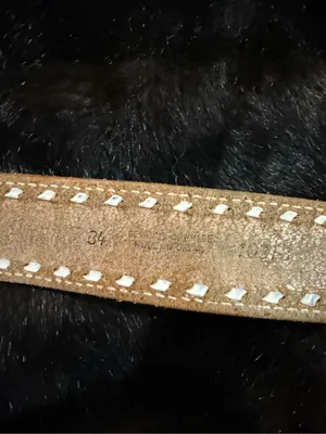 Vintage Tooled Cowhide Belt Tex tan 34” Floral Tan Gold Leather fall acorn leave thumbnail 6