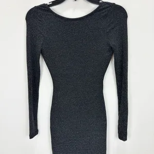 Lulus Gift of Love Black and Silver Backless Long Sleeve Bodycon Dress XS NWT thumbnail 7