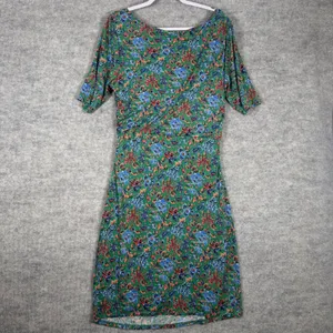 Boden Green Size-US 16R Sheath Dress Floral Tencel Lyocell Ruched Surplice thumbnail 3