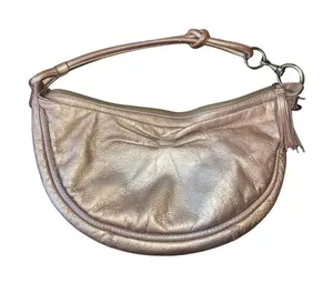 Fossil Genuine Leather Shoulder Hobo handbag Gold Crescent Purse thumbnail 1