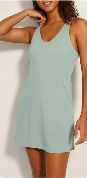 Soma 24/7 Exercise Dress Womens LG Green Golf Racerback Built in Shorts‎ Pocket thumbnail 1