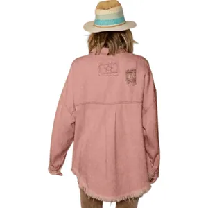 POL Sweet Talker Shacket Rusty Pink Distressed Oversized SMT1165D Size Medium thumbnail 8