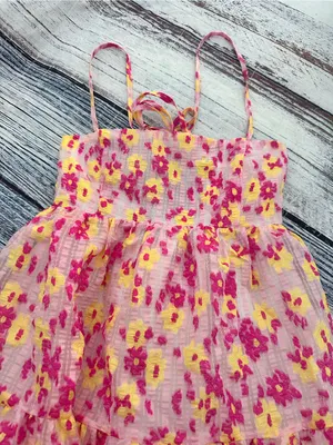 Collective The Label Pink Floral Midi Dress with Smocked Bodice thumbnail 5